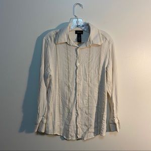 White Liz Claiborne Woven Button Up Shirt
